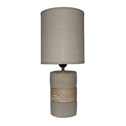 LAMPARA MESA BASE PORC/CEM BEIGE. 20X20X44CM