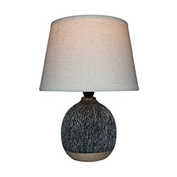 LAMPARA PORCELANA REDONDA JASPEADO NEGRO. D22x30CM