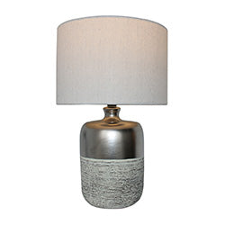 LAMPARA PORCELANA PLATA/GRIS. D23x39CM