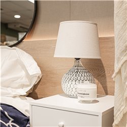 LAMPARA PORCELANA D27x40CM BLANCO/NEGRO