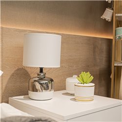 LAMPARA PORCELANA D18x30CM PLATA/BLANCO