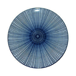PLATO POSTRE 19CM LINEAS/ CIRCULOS CENTRALES AZUL