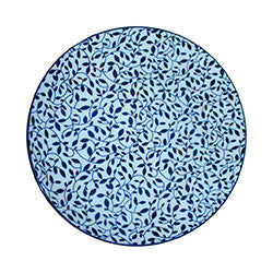 PLATO POSTRE 19CM RAMAS Y HOJITAS BLANCO/AZUL