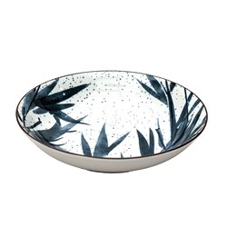 PLATO HONDO 20x5CM HOJAS AZUL