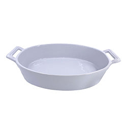 ASADERA OVAL C/ASAS CERAMICA BLANCO. 37x23x9CM