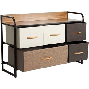MUEBLE 5 CESTOS TELA ESTRUCTURA ACERO 87.5X29X58CM