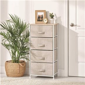 MUEBLE 4 CESTOS TELA ESTRUCTURA ACERO BEIGE. 45X30X95CM