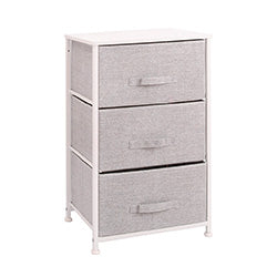 MUEBLE 3 CESTOS TELA/ACERO BEIGE. 45X30X73CM