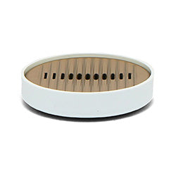 JABONERA ACERO INOXIDABLE LENOX BLANCO/DORADO. 13X3CM