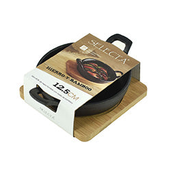 MINI WOK HIERRO C/ BASE BAMBOO. D12.5X16.5CM