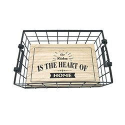 CESTA METAL/MADERA 39.5x20.2x10.5CM NEGRO