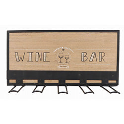 SOPORTE DE COPAS MADERA NATURAL/NEGRO 38x24CM