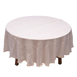 MANTEL REDONDO GASA Y FLECOS NATURAL D1.8M