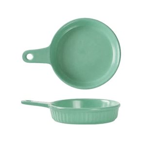 PLATO FACETADO C/MGO CERAMICA 22x17x5CM VERDE MATE