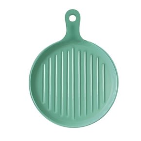 PLATO CON MANGO CERAMICA 24x19x3CM VERDE MATE