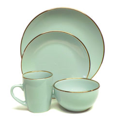 JUEGO VAJILLA 16PCS 27CM/20CM/14/350ML VERDE B/METAL