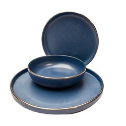 JGO VAJILLA 18PCS 27/20/18CM AZUL BORDE METAL