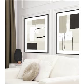 CUADRO CANVAS 30x40 MARCO ABSTRACTO BEIGE NEGRO 1