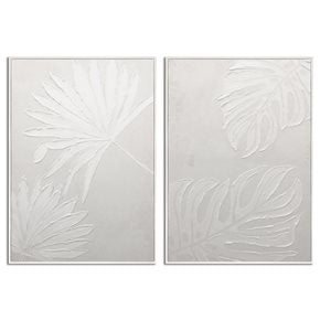 SET 2 CUADROS 50x70cm MARCO PINTURA HOJAS