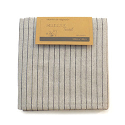 MANTEL ALGODÓN 140x140CM CUADRICULA BEIGE/BLANCO