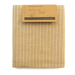 MANTEL ALGODÓN 140x180CM CUADRICULA BEIGE/BLANCO