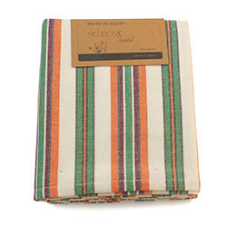 MANTEL ALGODÓN 140x180CM LINEAS NARANJA/VERDE