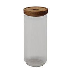 RECIPIENTE VIDRIO 1500ML TAPA MADERA ACACIA D9XH28CM
