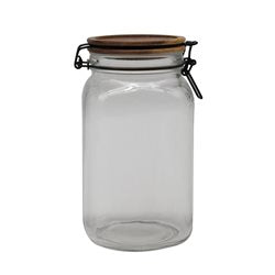 RECIPIENTE VIDRIO 1500ML TAPA MADERA/BROCHE D11XH20
