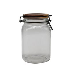 RECIPIENTE VIDRIO 1000ML TAPA MADERA/BROCHE D11XH15