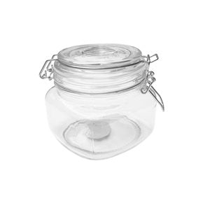 RECIPIENTE VIDRIO SEMICUADRADO 500ML TAPA BROCHE 11X11X11CM