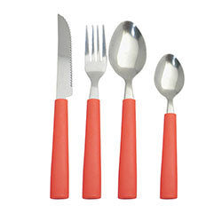 JUEGO DE CUBIERTOS 24PZAS MANGO PLASTICO ROJO