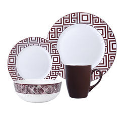 SET 16PCS OPALINA GEOMETRIC BORGOÑA 28/20/16.5CM-350ML
