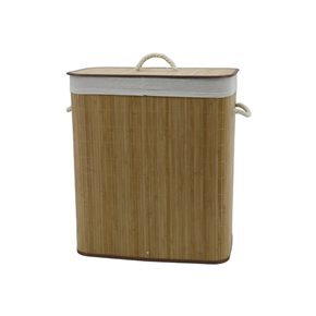 CESTO PELGABLE 52X32X60CMS DOS DIVISIONES C/TAPA FUNDA BAMBU NAT.