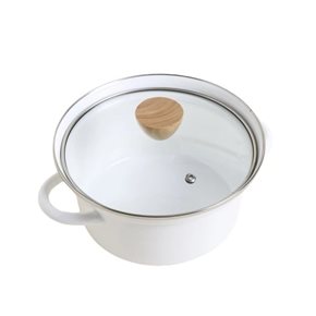 OLLA D20CM ENLOZADA TAPA VIDRIO BLANCO