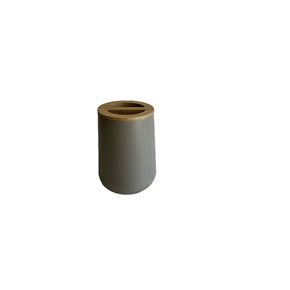 VASO PORTACEPILLOS EN PLASTICO Y MADERA BEIGE
