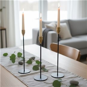 SET 3 CANDELABRO 8x23/28/33CM CON PUNTA DORADA