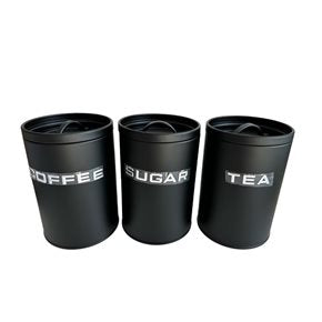 SET 3 RECIPIENTES AZU/TE/CAFÉ C/ASA 11x16CM NEGRO