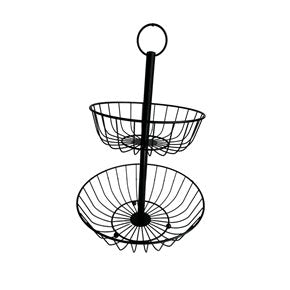 FRUTERO DOS NIVELES METAL D28x23CM NEGRO