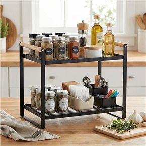 ESTANTE ORGANIZADOR 2 NIVELES 33x21x37CM HASTA 15KG MADERA/METAL