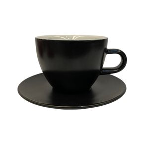 TAZA DE TE 260ML CON PLATO PORCELANA ESPECIAL NEGRO MATE SELECTA