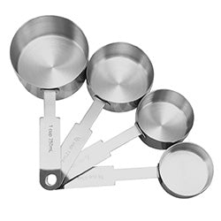 SET X4 TAZAS MEDIDORAS 60/80/125/250ML ACERO INOX.