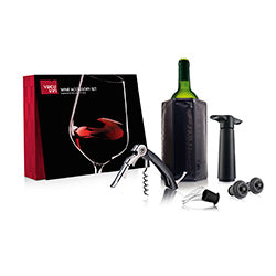 SET ACCESORIOS PARA VINO EN CAJA REGALO VACU VIN