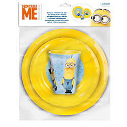 SET 3PZAS PLATO BOWL Y VASO 260ML MINIONS