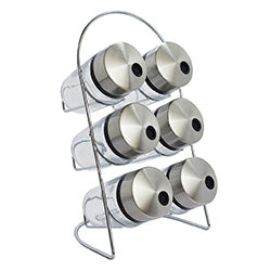 SET 6 ESPECIEROS VIDRIO C/BASE METAL 14X12X25CM