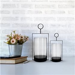 PORTA VELA BOROSILICATO SOPORTE METAL 12.3X10X33CM