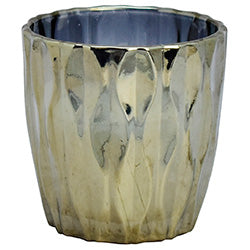 PORTA VELA VIDRIO IRREGULAR 7.3X7.3X7.3CM GRIS
