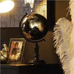 GLOBO TERRAQUEO C/PIE MADERA 25X25X41CM NEGRO/ORO