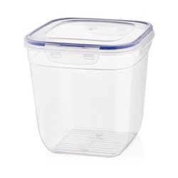 RECIPIENTE CUADRADO 1100ML "COOK&LOCK"COLOR CRISTAL C/SILICONA AZUL 12.5x12.5x13.5cms