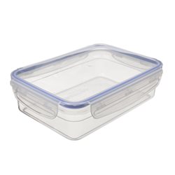 RECIPIENTE RECTANG. 1400ML "TOUCH&LOCK" COLOR CRISTAL C/SILICONA AZUL 22.5x16x6cms