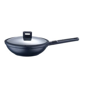 WOK 28X8CM ALUMINIO FUNDIDO C/TAPA INDIGO MP